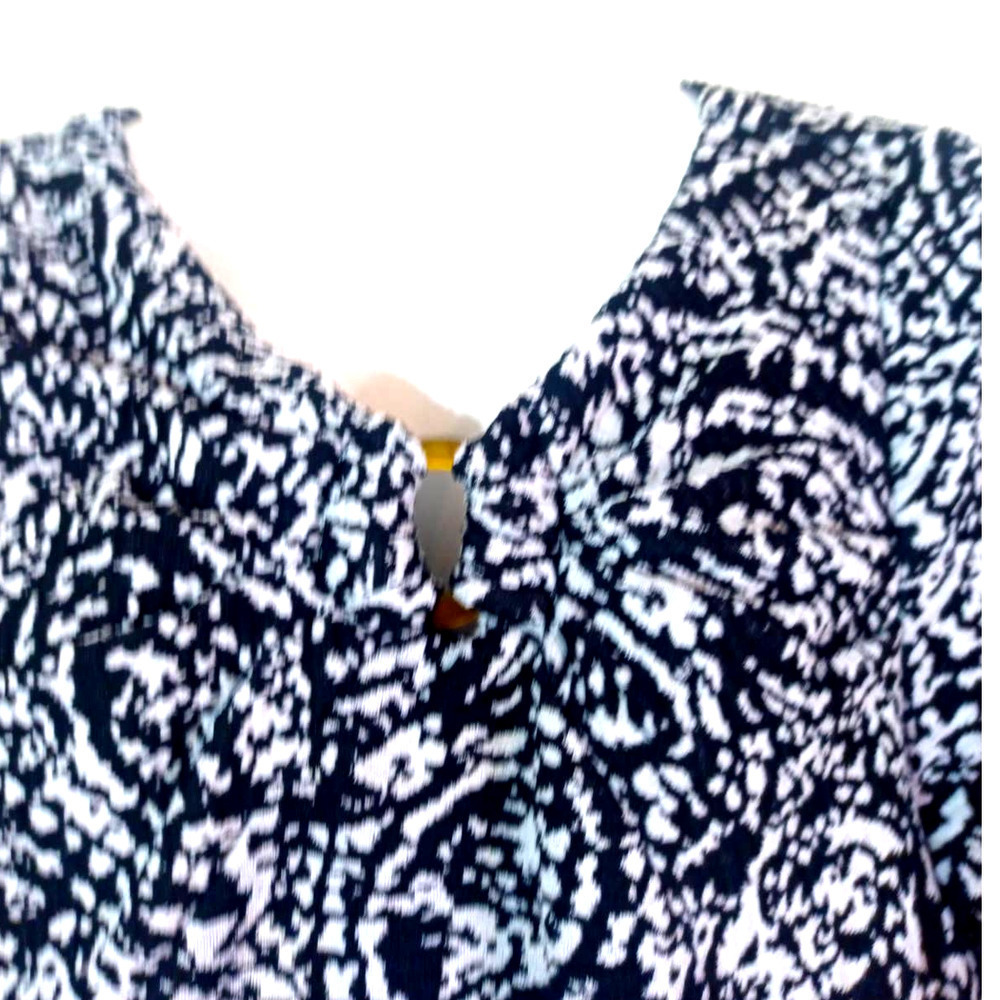 NWOT Rabbit Designs Women Sz 14 Black White Short Sleeve Dress Sheath Stretch - Picture 4 of 8